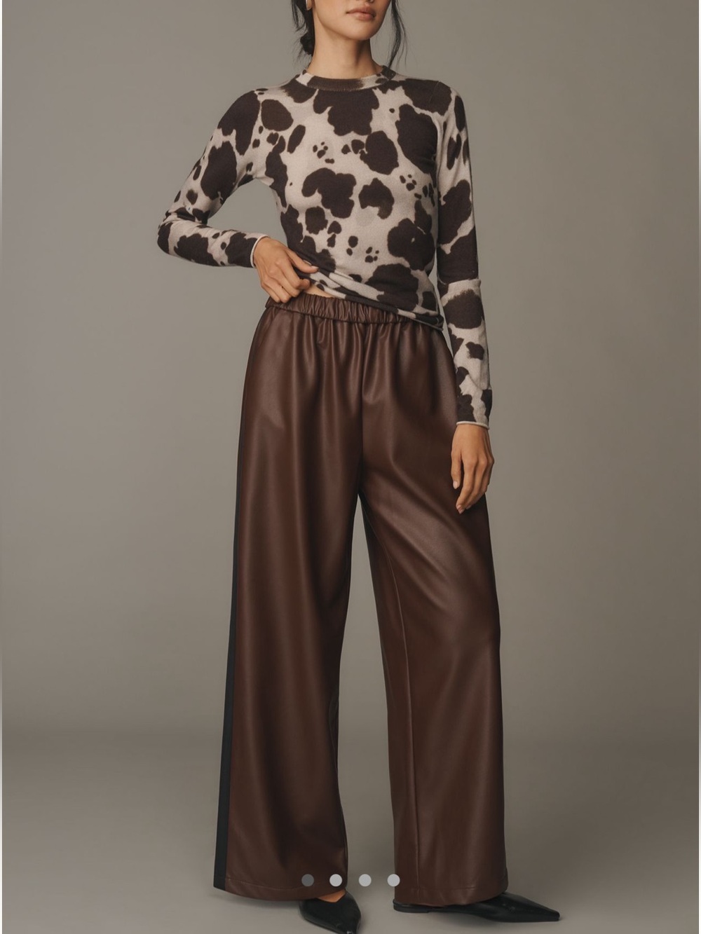 Maeve Faux Leather Pull-On Track Pants - Picture 2 of 4